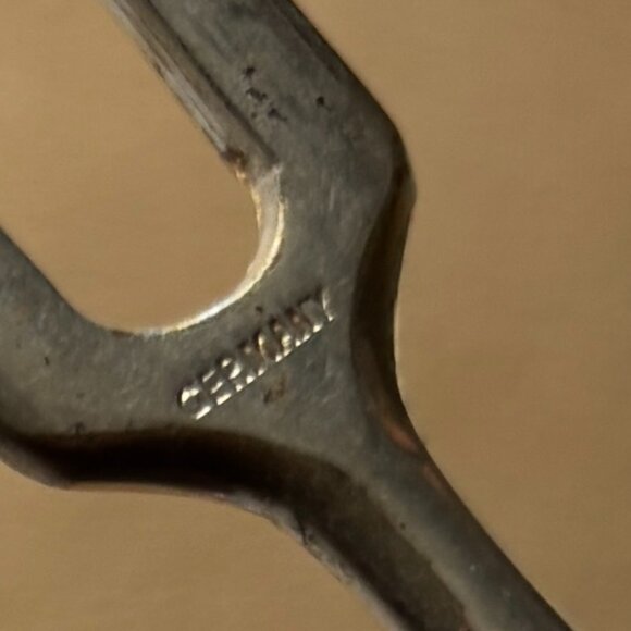 Vintage Bronze Bohemian Fruit Knife plus German Serving Fork Porcelain Handles - Picture 5 of 10